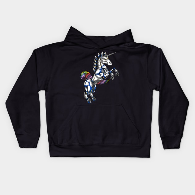 Unicorn Robot Kids Hoodie by underheaven